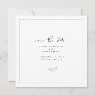 Elegante Schwarz-Weiß-Grün-Hochzeit Save The Date