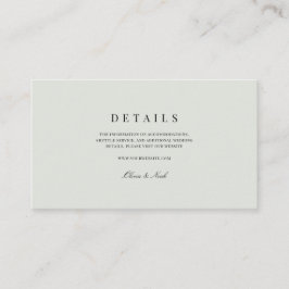 Elegante Schwarz & Weiß Grüne Hochzeiten Details Begleitkarte