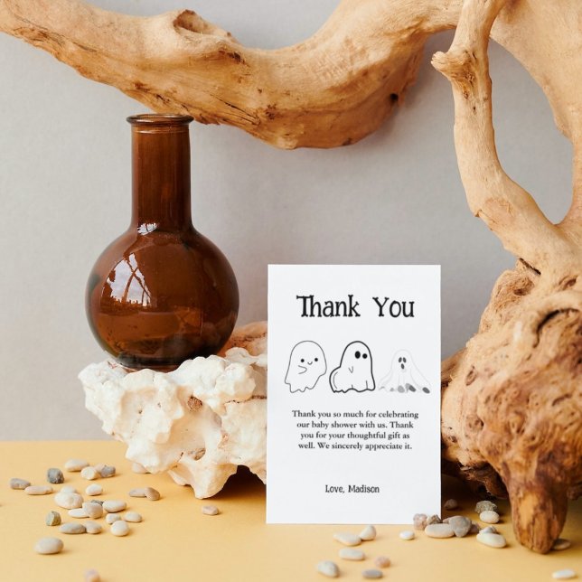 Elegante Schwarz-Weiß-Halloween-Babydusche Dankeskarte (Von Creator hochgeladen)