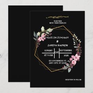 Elegante Schwarz-Weiß-Hochzeit Einladung