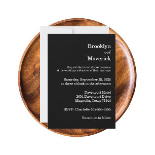 Elegante Schwarz-Weiß-Hochzeit Einladung