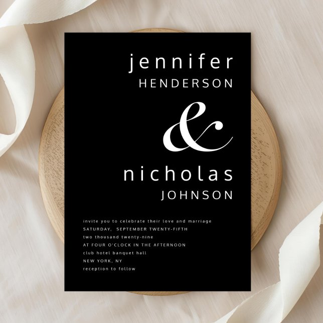 Elegante Schwarz-Weiß-Hochzeit Einladung (Elegant Black And White Wedding Invitation)