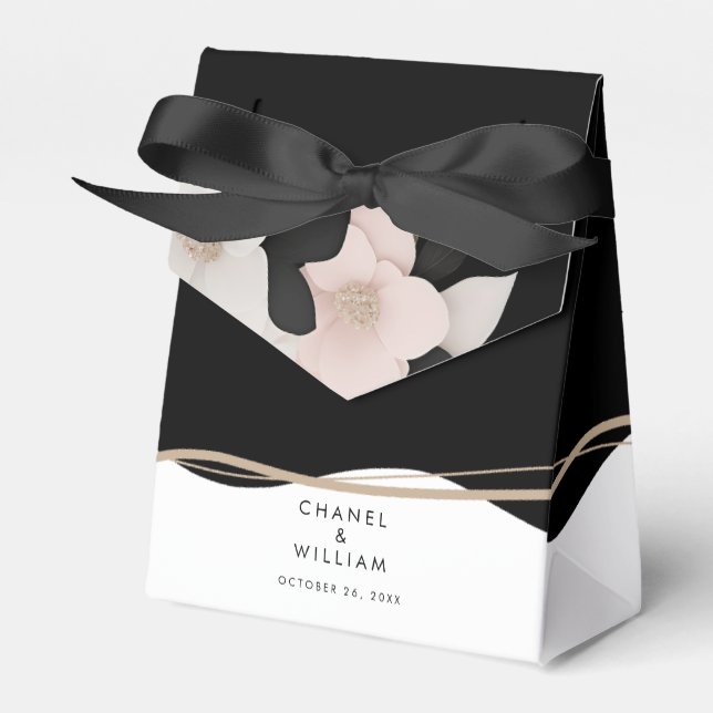 Elegante Schwarz-Weiß-Hochzeit Geschenkschachtel (Vorderseite)