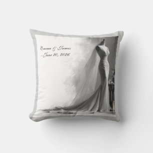Elegante Schwarz-Weiß-Hochzeit Kissen