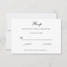 Elegante Schwarz-Weiß-Hochzeit klassisch RSVP Karte