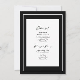 Elegante Schwarz-Weiß-Hochzeit-Probe Einladung