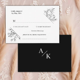 Elegante Schwarz-Weiß-Hochzeit RSVP Karte