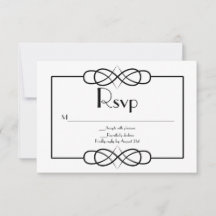Elegante Schwarz-Weiß-Hochzeit-RSVP-Karte