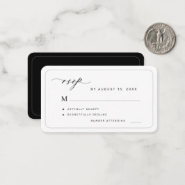 Elegante Schwarz-Weiß-Hochzeit RSVP Mitteilungskarte