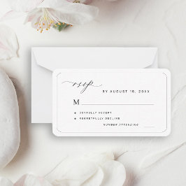 Elegante Schwarz-Weiß-Hochzeit RSVP Mitteilungskarte