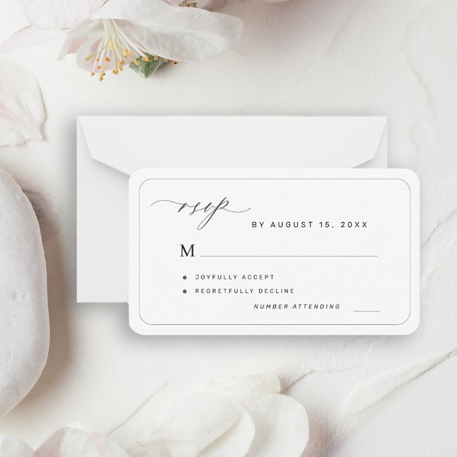 Elegante Schwarz-Weiß-Hochzeit RSVP Mitteilungskarte (Von Creator hochgeladen)