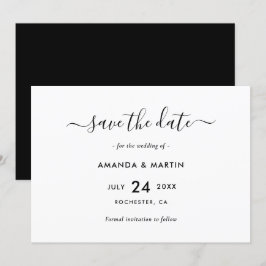 Elegante Schwarz-Weiß-Hochzeit Save The Date