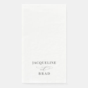 Elegante Schwarz-Weiß-Hochzeit Serviette