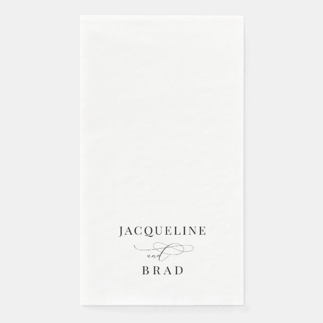 Elegante Schwarz-Weiß-Hochzeit Serviette (Vorderseite)