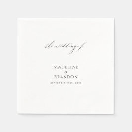 Elegante Schwarz-Weiß-Hochzeit Serviette