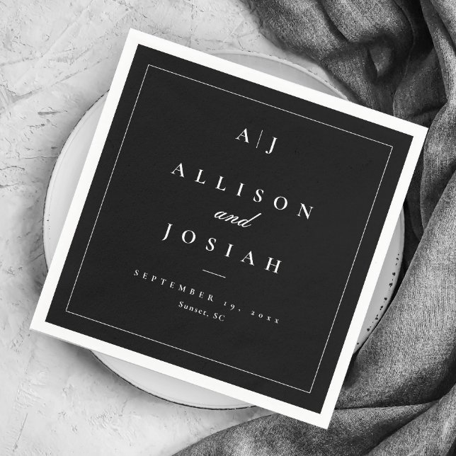 Elegante Schwarz-Weiß-Hochzeit Serviette (Von Creator hochgeladen)