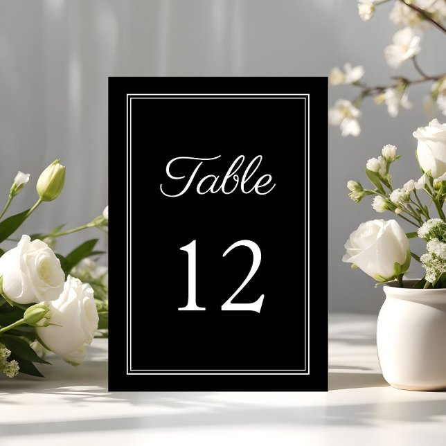 Elegante Schwarz-Weiß-Hochzeit Tischnummer (Elegant Black And White Wedding Table Number)