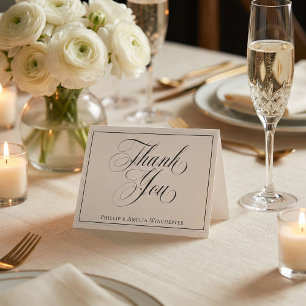 Elegante Schwarz-Weiß-Hochzeit Vielen Dank Dankeskarte