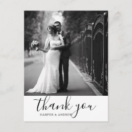 Elegante Schwarz-Weiß-Hochzeit Vielen Dank Postkarte