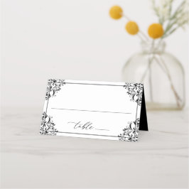 Elegante Schwarz-Weiß-Hochzeit Vintag Classic Platzkarte