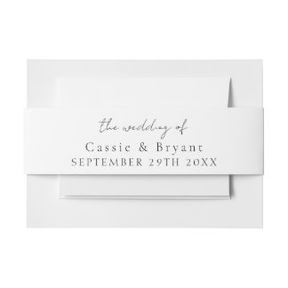 Elegante Schwarz-Weiß-Hochzeit von Einladungsbanderole