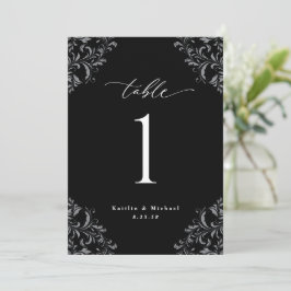 Elegante Schwarz-Weiß-Hochzeiten-Tischnummern Einladung