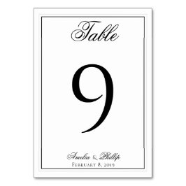 Elegante Schwarz-Weiß-Hochzeiten-Tischnummern Tischnummer