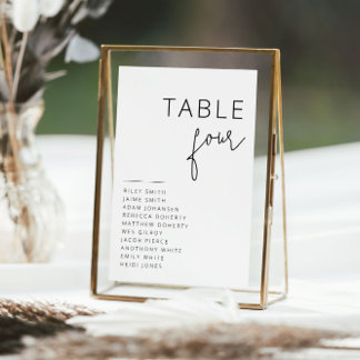 Elegante Schwarz-Weiß-Hochzeiten-Tischnummern Tischnummer