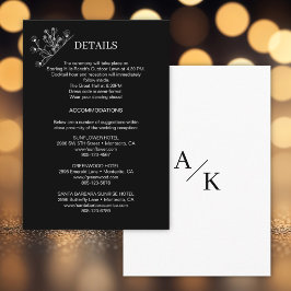 Elegante Schwarz-Weiß-Hochzeitsdetails Begleitkarte