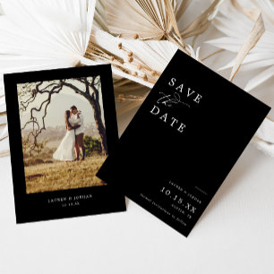 Elegante Schwarz-Weiß-Hochzeitsfotos Save The Date