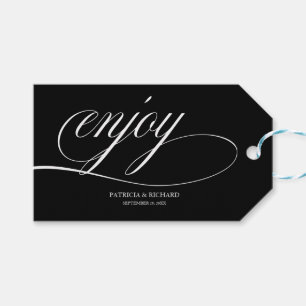 Elegante Schwarz-Weiß-Hochzeitsgeschenk-Anhänger Geschenkanhänger