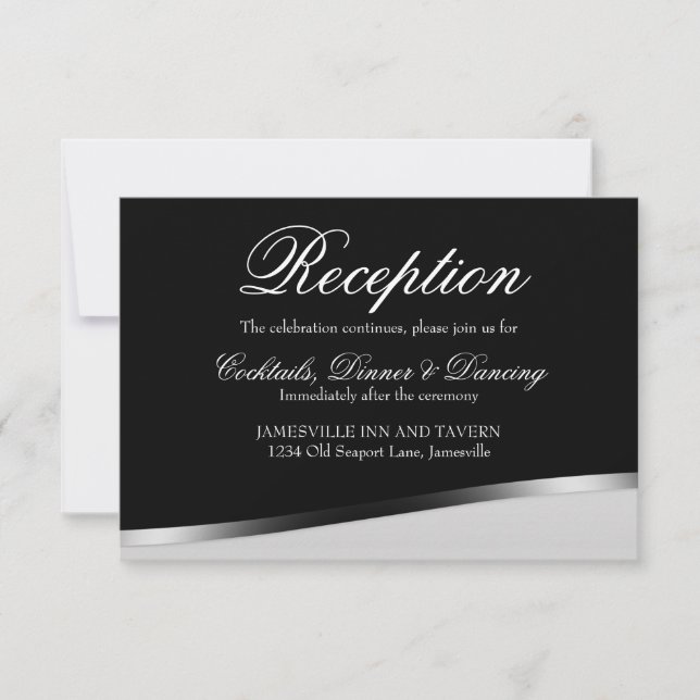 Elegante Schwarz-Weiß-Hochzeitskarte Einladung (Vorderseite)