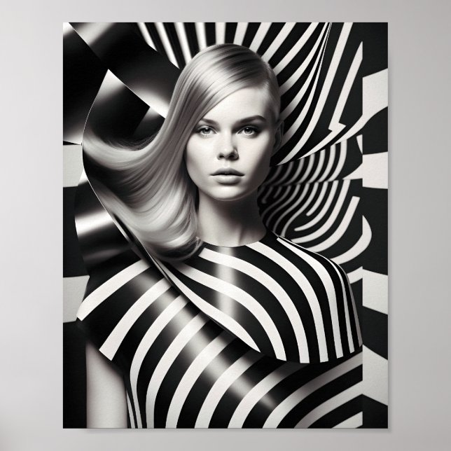 Elegante Schwarz-Weiß-Illustration Poster (Vorne)