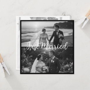 Elegante Schwarz-Weiß-Just-Married-Hochzeit