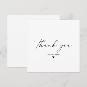 Elegante Schwarz-Weiß-Kalligrafie-Herzschrift Dankeskarte