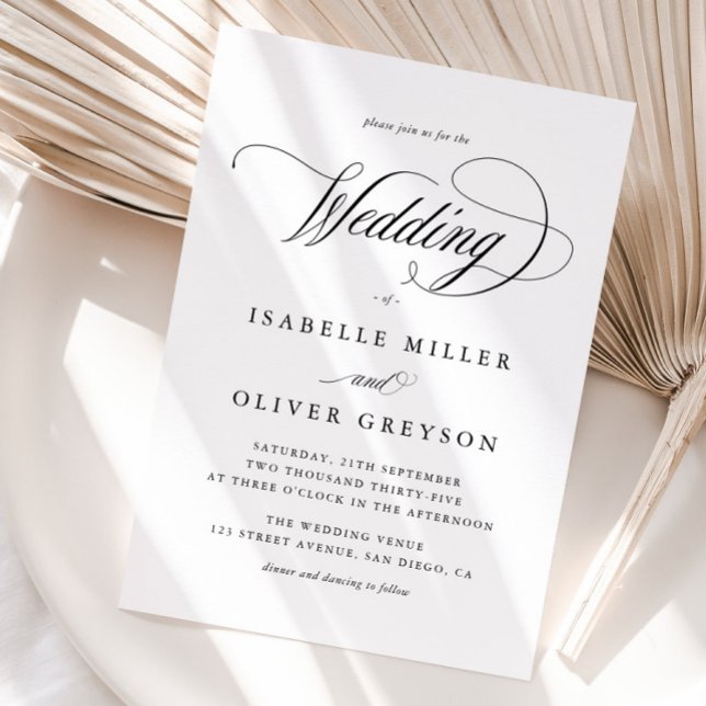 Elegante Schwarz-Weiß-Kalligrafie-Hochzeit Einladung (Von Creator hochgeladen)