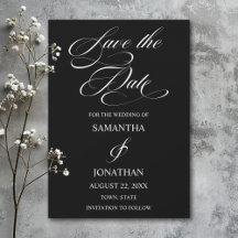 Elegante Schwarz-Weiß-Kalligrafie-Hochzeit