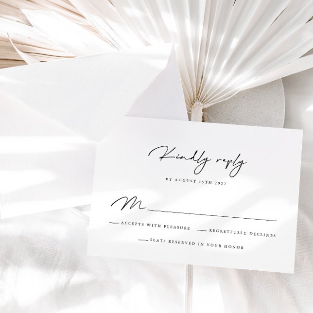 Elegante Schwarz-Weiß-Kalligrafie-RSVP-Karte RSVP Karte (Von Creator hochgeladen)
