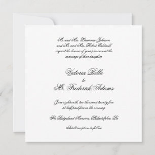 Elegante Schwarz-Weiß-Kalligraphie-Hochzeit Einladung