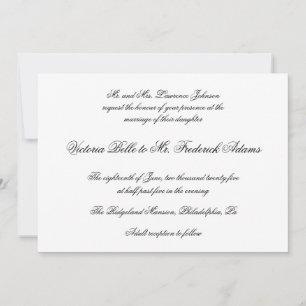 Elegante Schwarz-Weiß-Kalligraphie-Hochzeit Einladung
