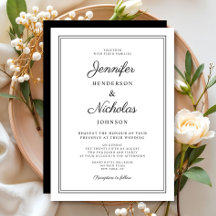 Elegante Schwarz-Weiß-Kalligraphie-Hochzeit