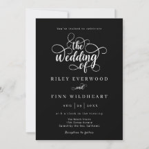 Elegante Schwarz-Weiß-Kalligraphie-Hochzeit