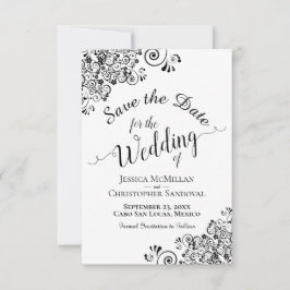 Elegante Schwarz-Weiß-Kalligraphie-Hochzeit Save The Date
