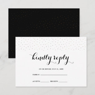Elegante Schwarz-Weiß-Karte mit RSVP-Punkten RSVP Karte