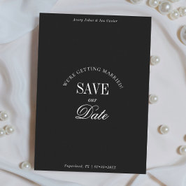 Elegante Schwarz-Weiß-Karte zur elegant Hochzeitse Save The Date