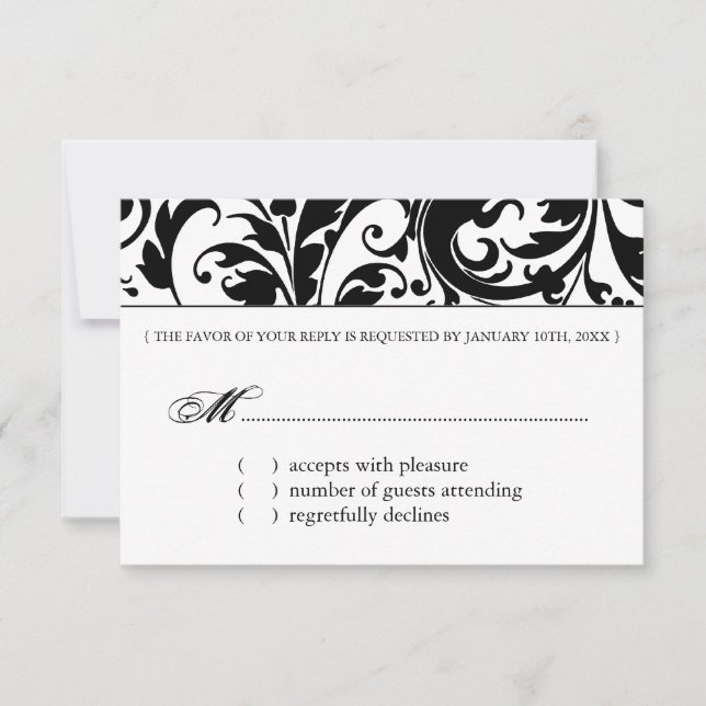 Elegante Schwarz-Weiß-Karten - UAWG RSVP Karte (Vorderseite)