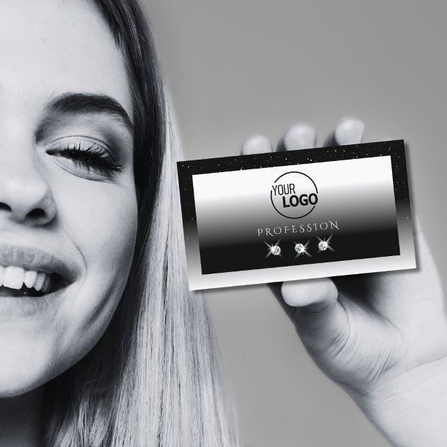 Elegante Schwarz-Weiß-Karton mit Logo Visitenkarte (Von Creator hochgeladen)