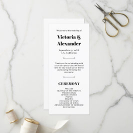 Elegante Schwarz-Weiß-Klassik-Hochzeit Programm
