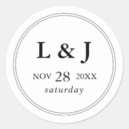 Elegante Schwarz/Weiß-Klassik-Skriptereien Runder Aufkleber