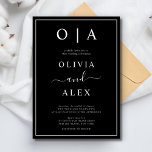 Elegante Schwarz-Weiß-Klassische Hochzeitseinladun Einladung<br><div class="desc">Diese eleganten,  modernen Servietten aus Hochzeit oder Brautparty sind in einem schlichten Schwarz-Weiß-Stil gestaltet,  der minimalistisch wirkt. Fügen Sie Ihre Initialen oder Monogramme hinzu,  um sie komplett zu Ihrem eigenen zu machen.</div>
